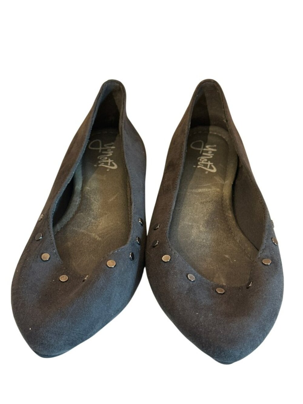 Womens Suede Flats Silver Stud Accents Size 7.5 Y-NOT? Lightweight Y2K